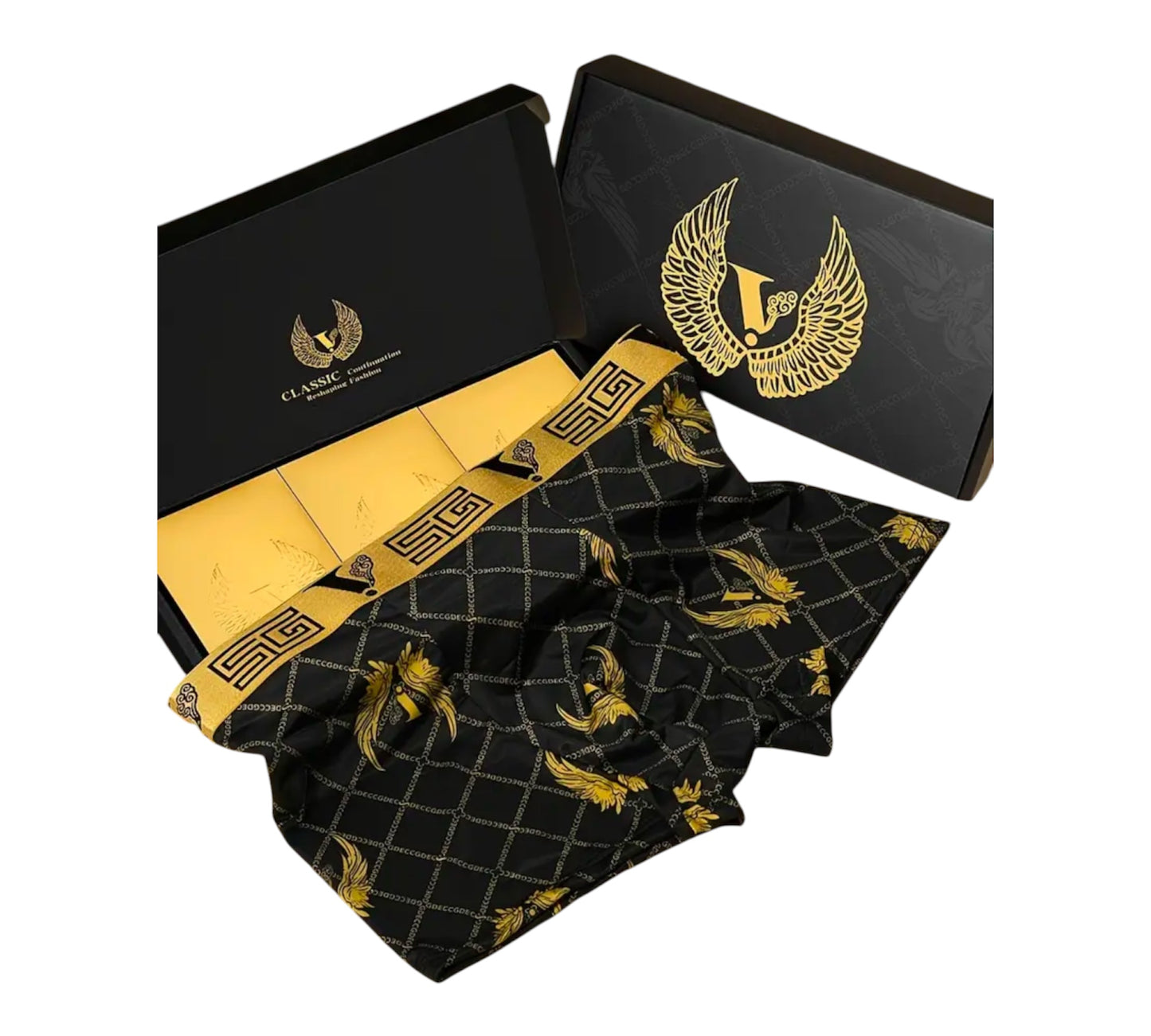 Stilvolle Serie 3er Herren Boxershorts-Schwarze goldene Geschenkbox ink. - Avantgardeast